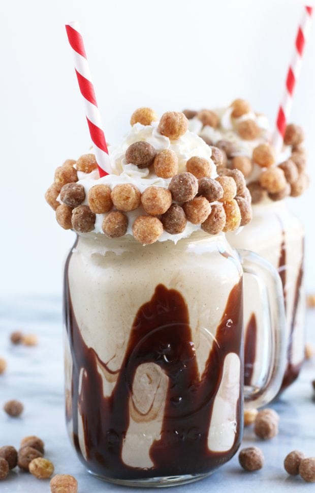 Boozy Reese's Puffs Cereal Milkshake