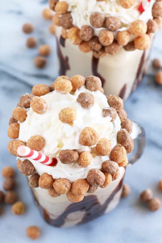 Boozy Reese's Puffs Cereal Milkshake