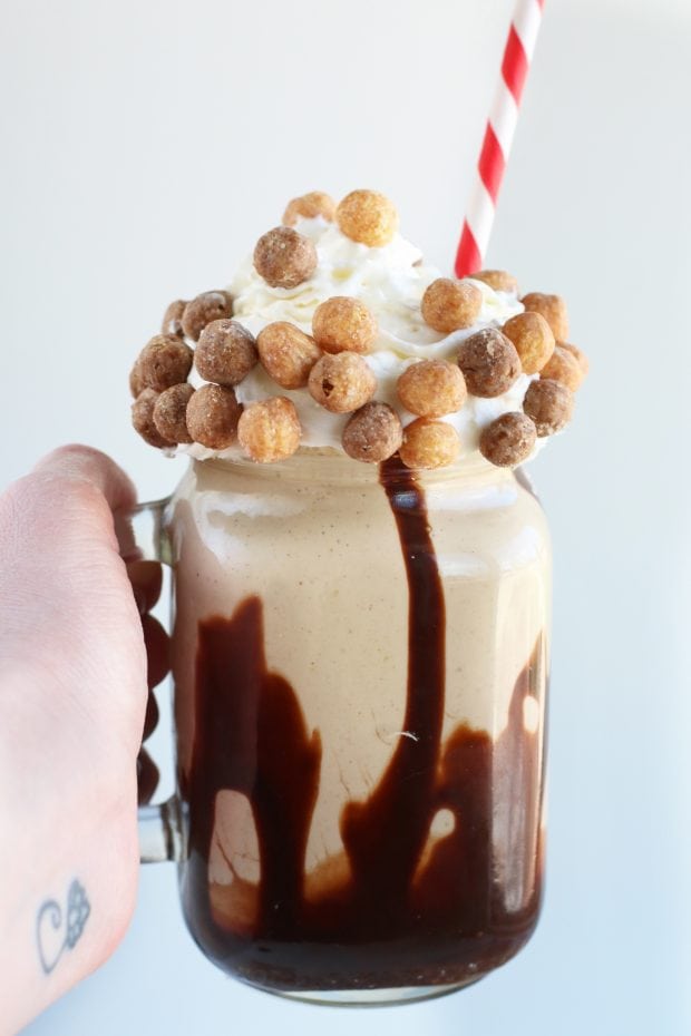 Boozy Reese's Puffs Cereal Milkshake