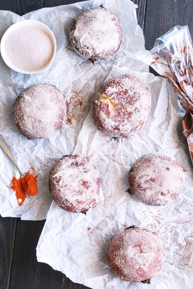 Mexican Chocolate Filled Doughnuts