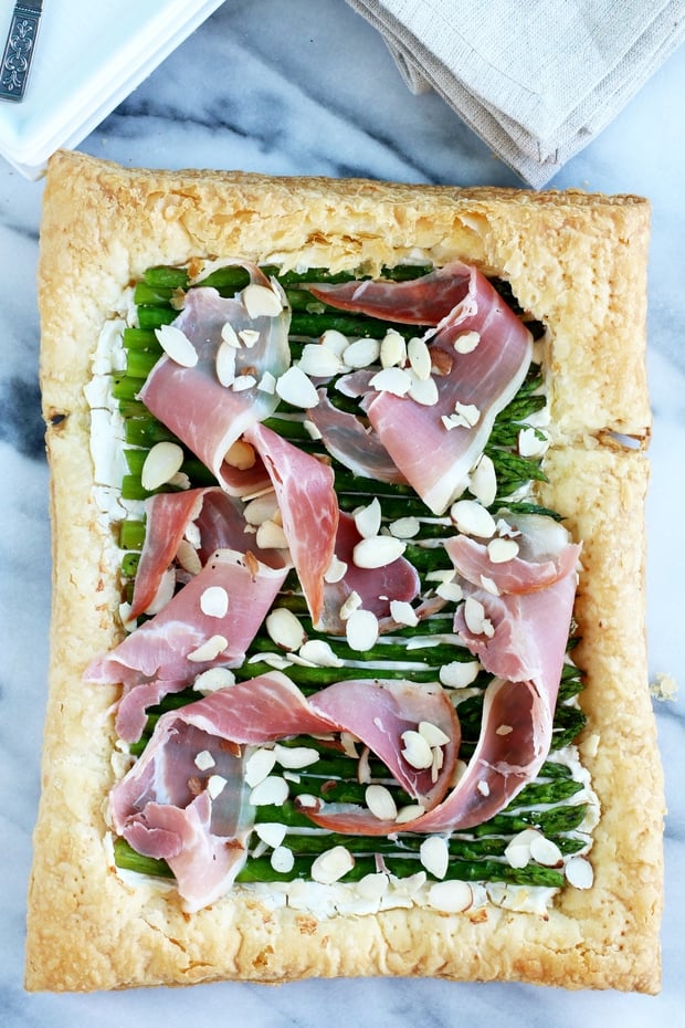 Asparagus Prosciutto Goat Cheese Puff Pastry Tart Cake 'n Knife
