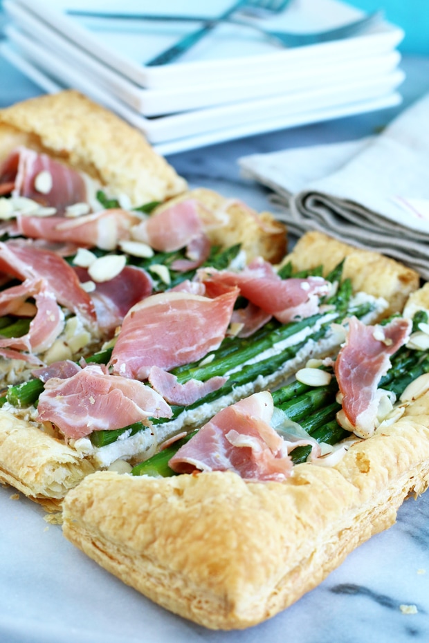 Asparagus Prosciutto Goat Cheese Puff Pastry Tart Cake 'n Knife