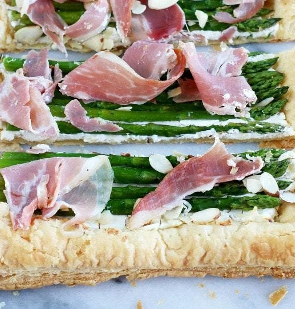 Asparagus Prosciutto Goat Cheese Puff Pastry Tart