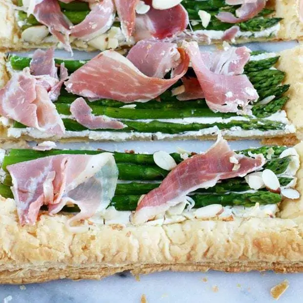 Asparagus Prosciutto Goat Cheese Puff Pastry Tart