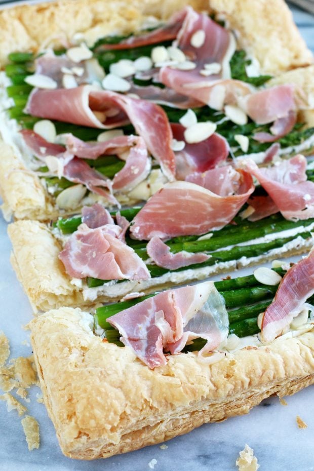 Asparagus Prosciutto Goat Cheese Puff Pastry Tart