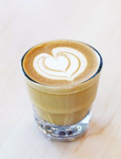 Pablo's Coffee on East Colfax cortado coffee from the side