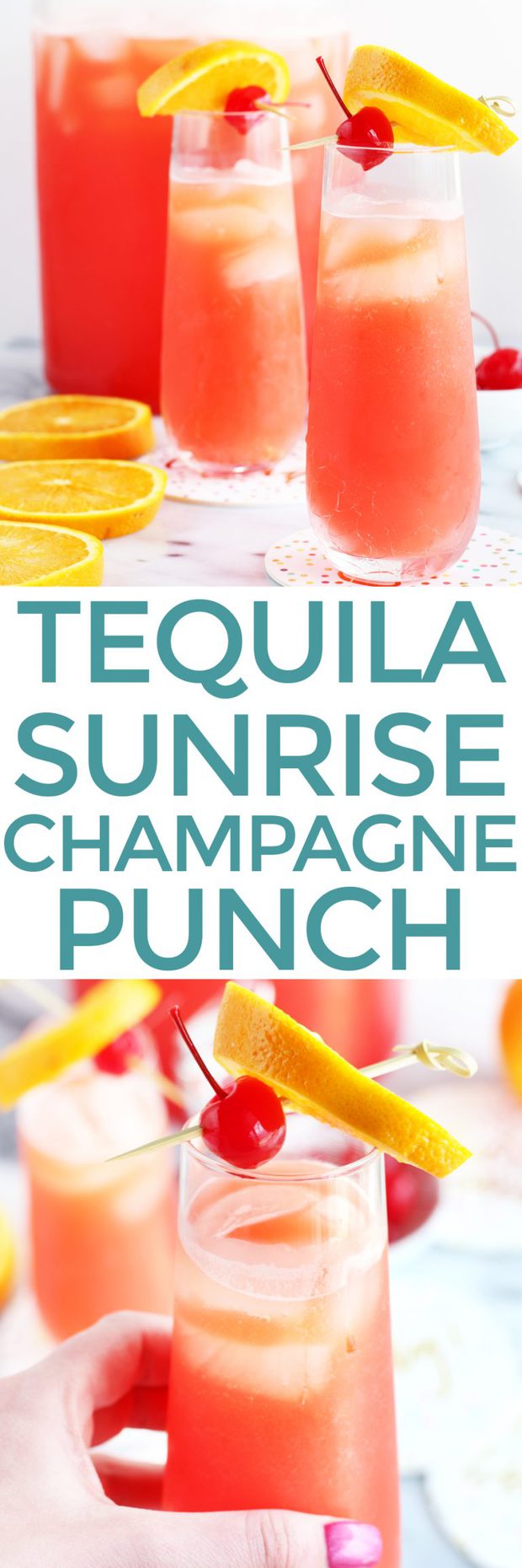 Tequila Sunrise Champagne Punch Cake 'n Knife