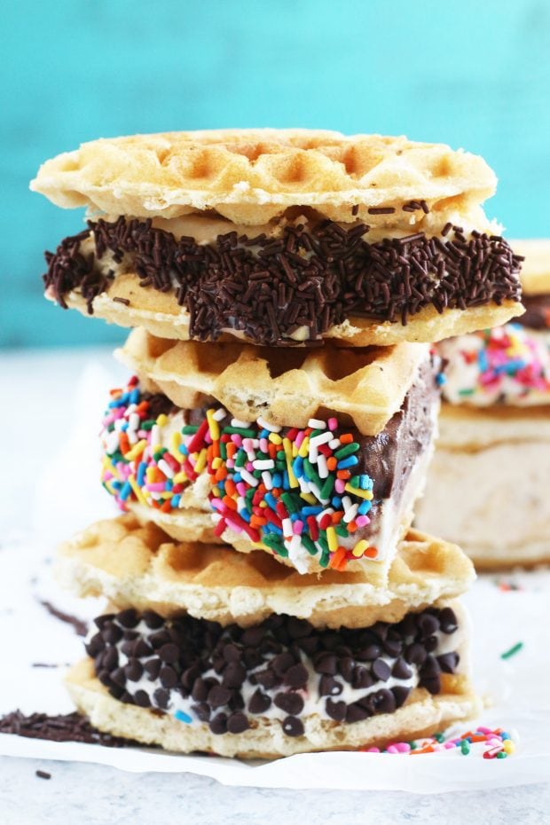 Belgian Waffle Ice Cream Sandwiches