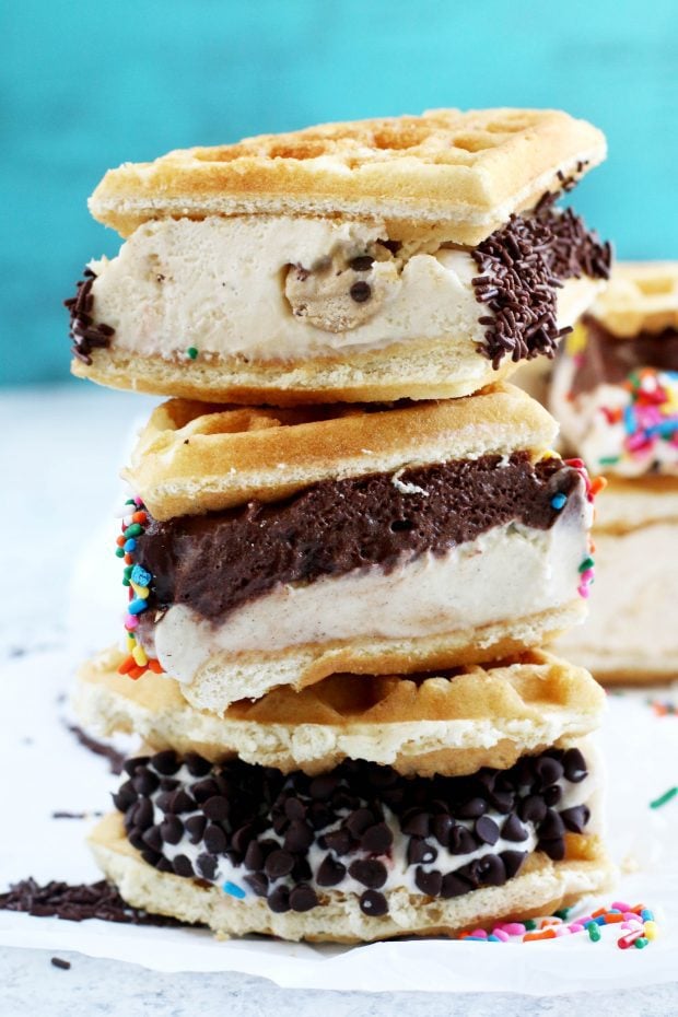 Belgian Waffle Ice Cream Sandwiches