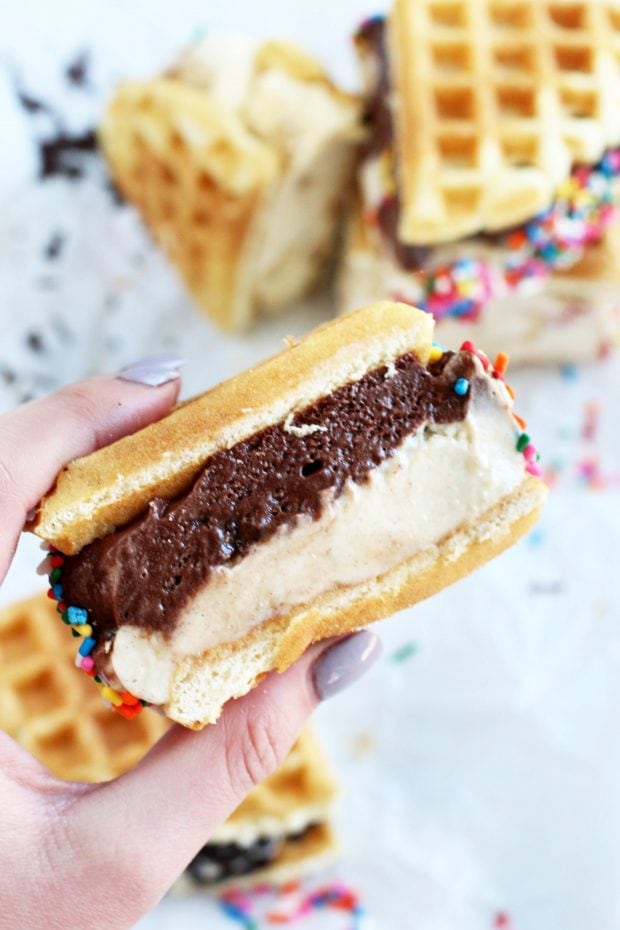 Belgian Waffle Ice Cream Sandwiches