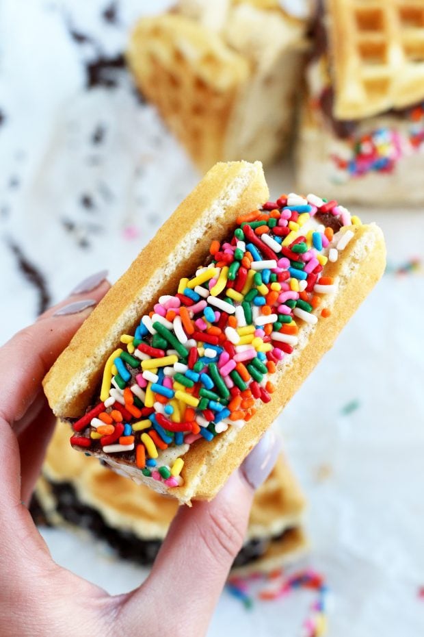 Belgian Waffle Ice Cream Sandwiches