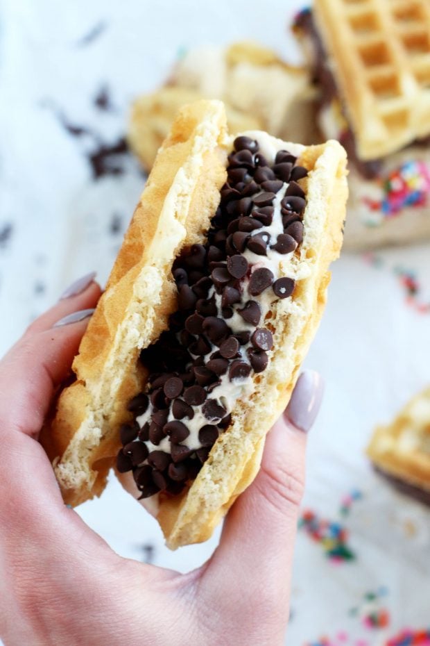 Belgian Waffle Ice Cream Sandwiches