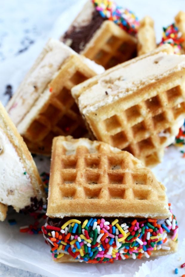 Belgian Waffle Ice Cream Sandwiches