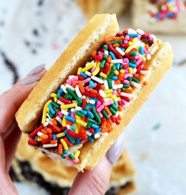 Belgian Waffle Ice Cream Sandwiches