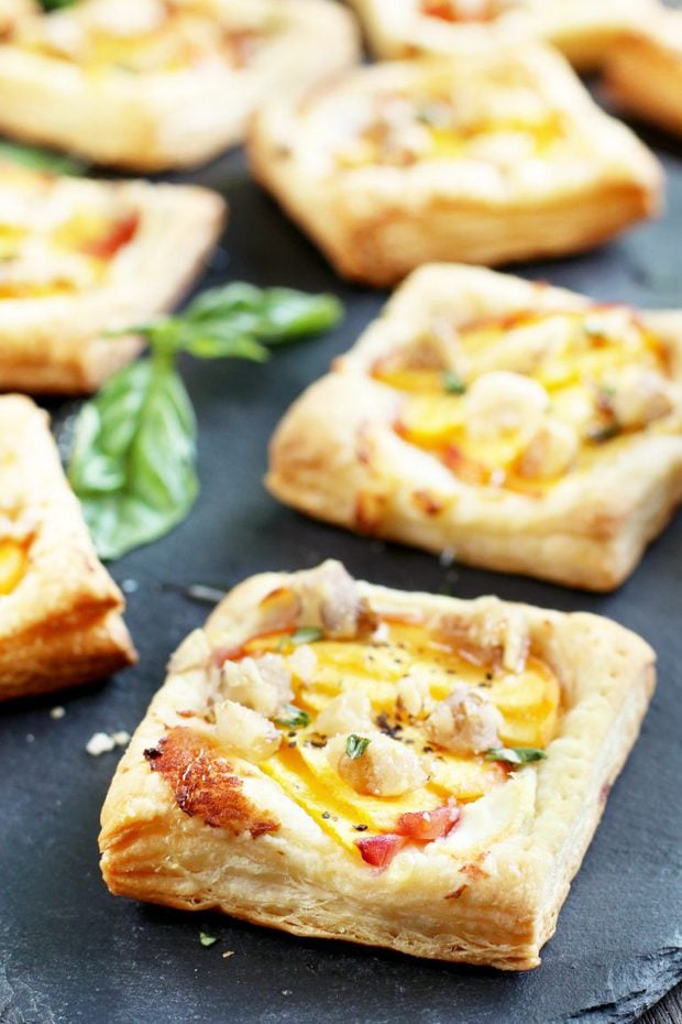 Peach Basil Goat Cheese Tarts | Cake 'n Knife