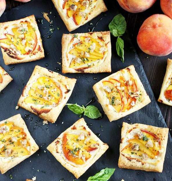 Peach Basil Goat Cheese Tarts