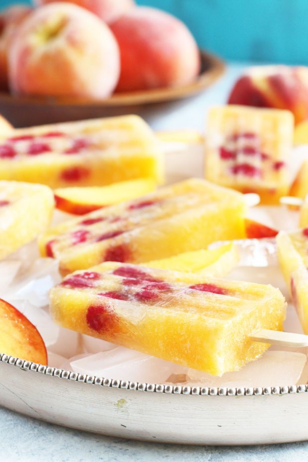 Raspberry Peach Prosecco Popsicles