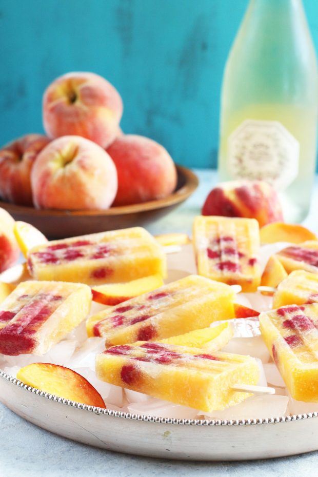 Raspberry Peach Prosecco Popsicles