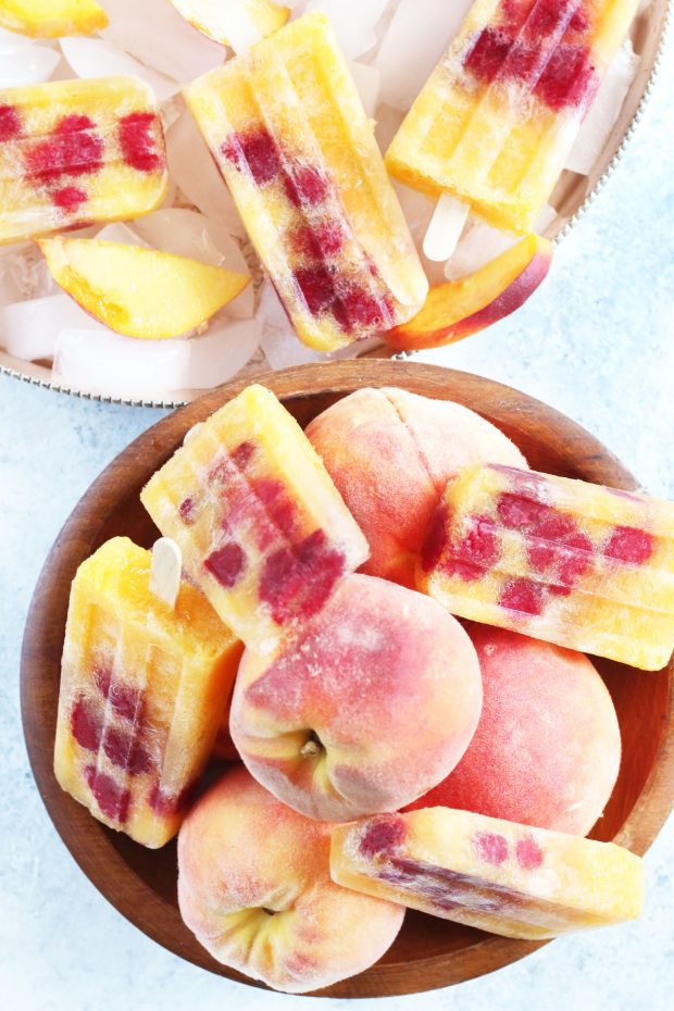 Raspberry Peach Popsicles • One Lovely Life