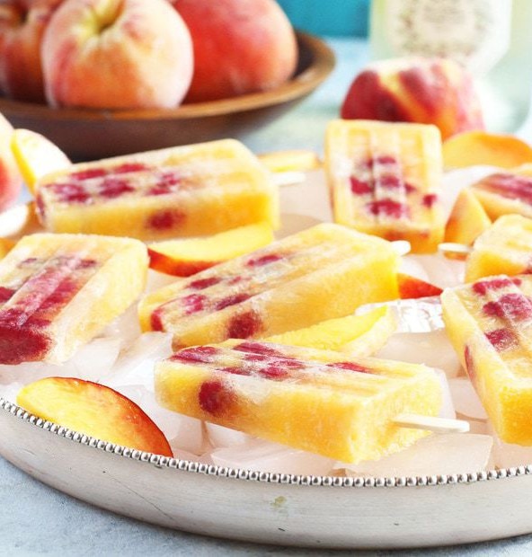 Raspberry Peach Prosecco Popsicles