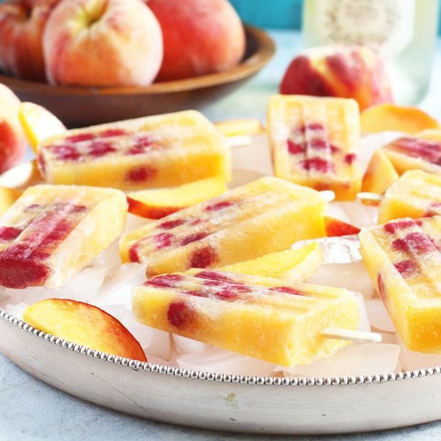 Raspberry Peach Prosecco Popsicles