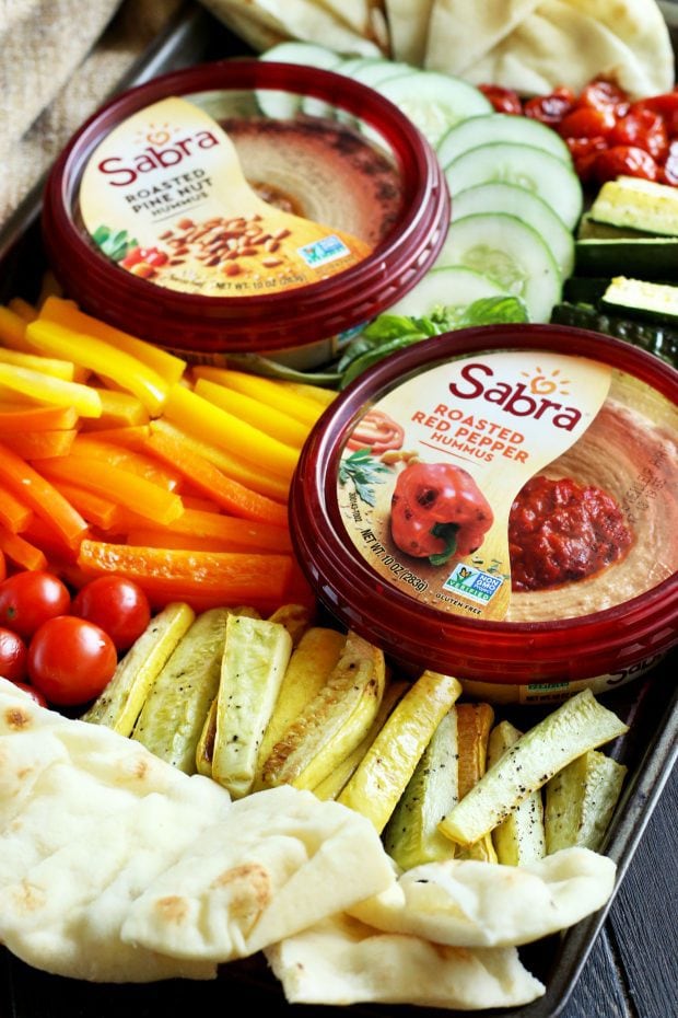 Summer Garden Vegetable Hummus Board