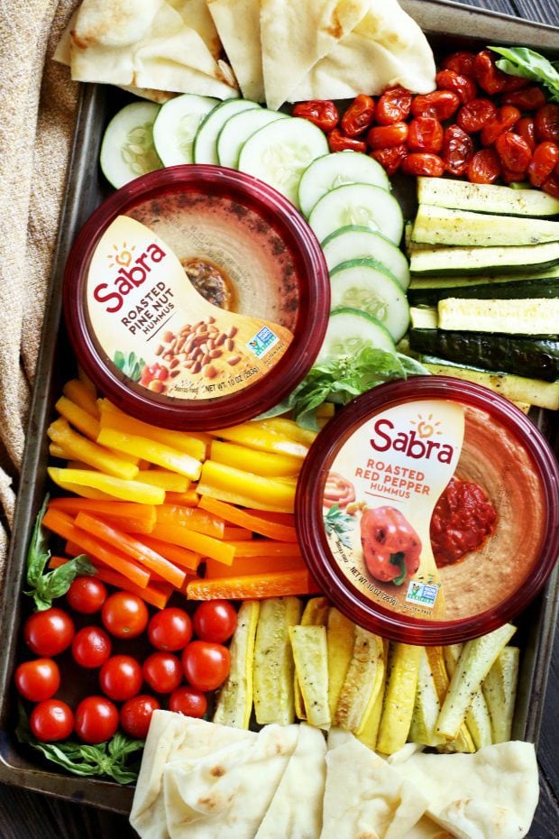 Summer Garden Vegetable Hummus Board