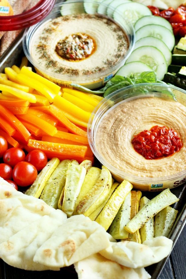 Summer Garden Vegetable Hummus Board