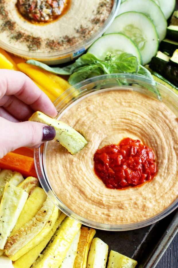 Summer Garden Vegetable Hummus Board