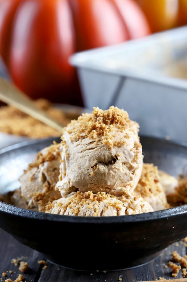 Pumpkin Spice Latte Ice Cream with Gingersnap Crumble