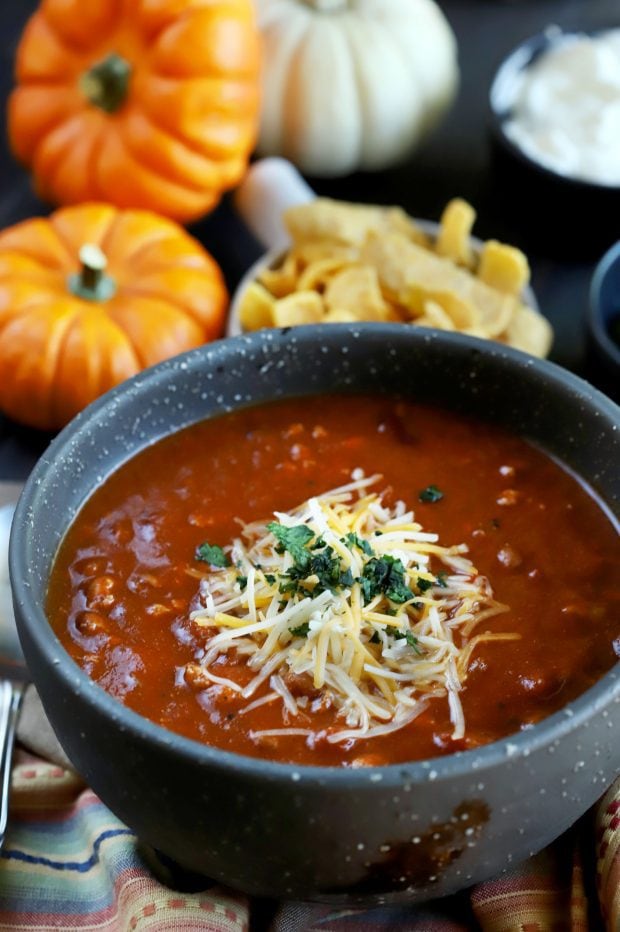 Slow Cooker Pumpkin Turkey Chili