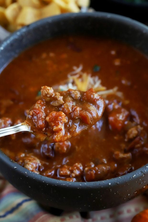 Slow Cooker Pumpkin Turkey Chili