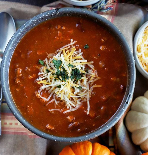 Slow Cooker Pumpkin Turkey Chili