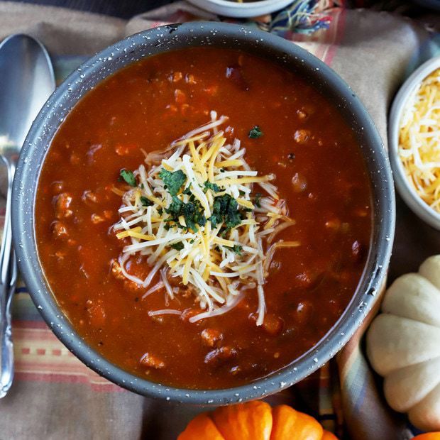 Slow Cooker Pumpkin Turkey Chili