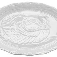 HIC Turkey Oversized Serving Platter, Embossed, Fine White Porcelain, 17-Inches