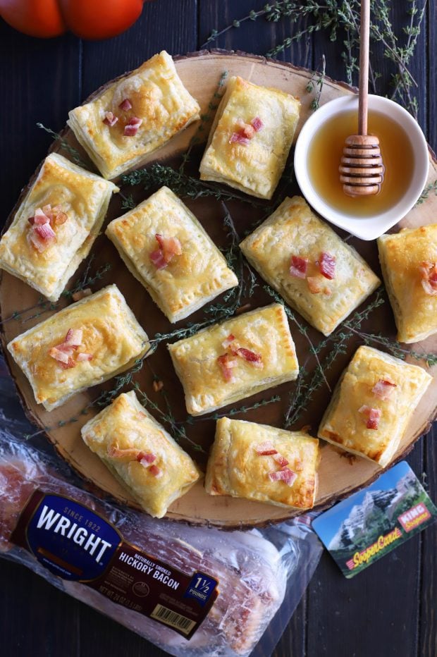 Bite-Sized Baked Bacon Brie Pockets