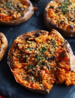 Chook Smashed Sweet Potatoes with Fresh Herbs and Garlic