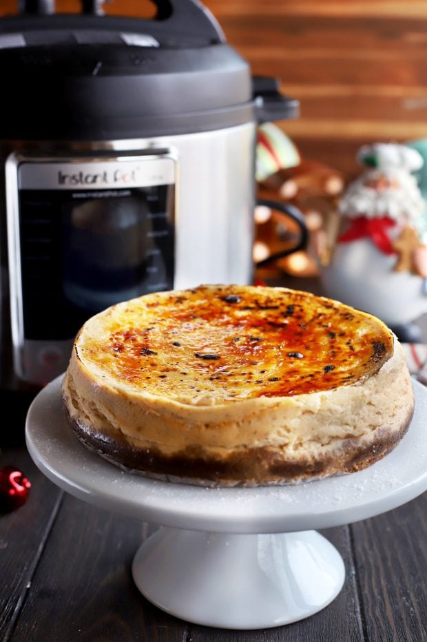 Brûléed Instant Pot Eggnog Cheesecake