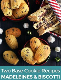 Pinterest image for madeleine and biscotti recipes