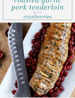 Roasted Garlic Pork Tenderloin with Cranberries Pinterest Graphic