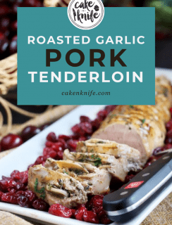 Roasted Garlic Pork Tenderloin with Cranberries Pinterest Image