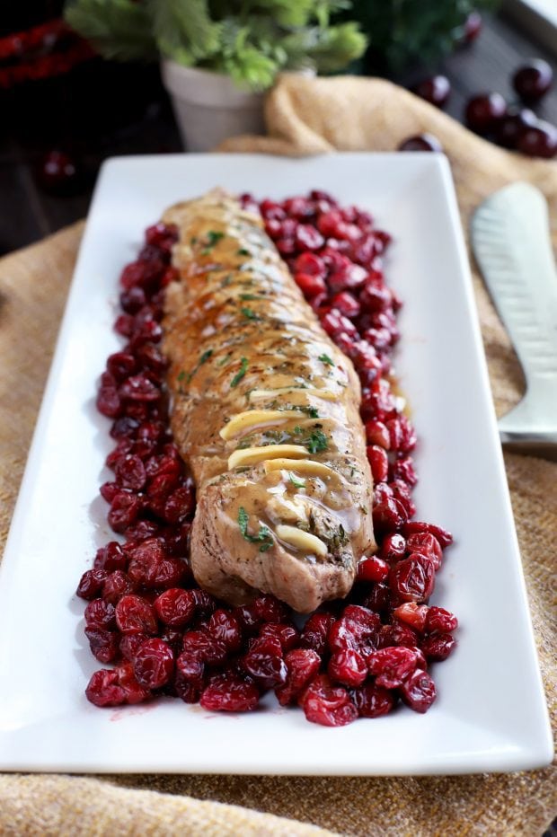 Roasted Garlic Pork Tenderloin with Cranberries