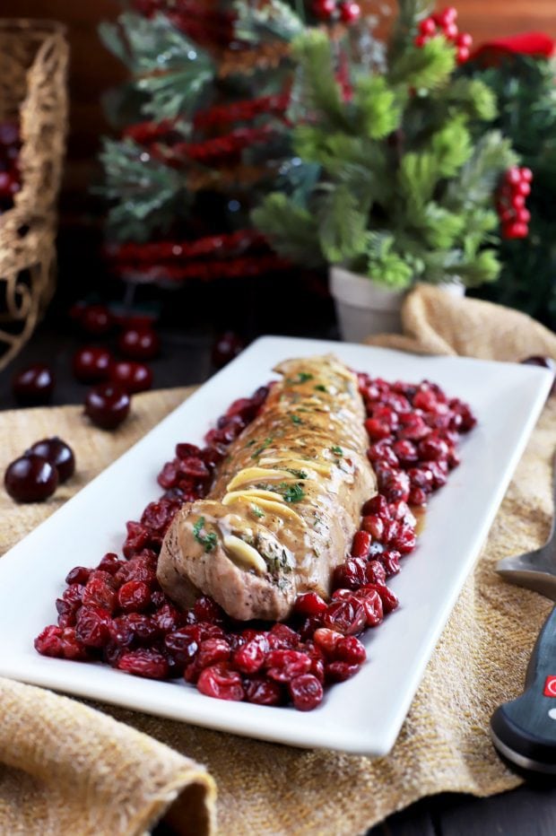 Roasted Garlic Pork Tenderloin with Cranberries