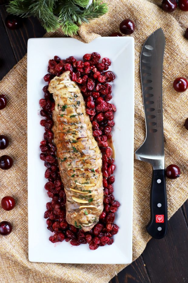 Roasted Garlic Pork Tenderloin with Cranberries