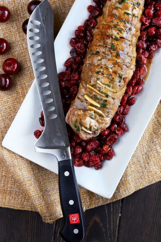 Roasted Garlic Pork Tenderloin with Cranberries