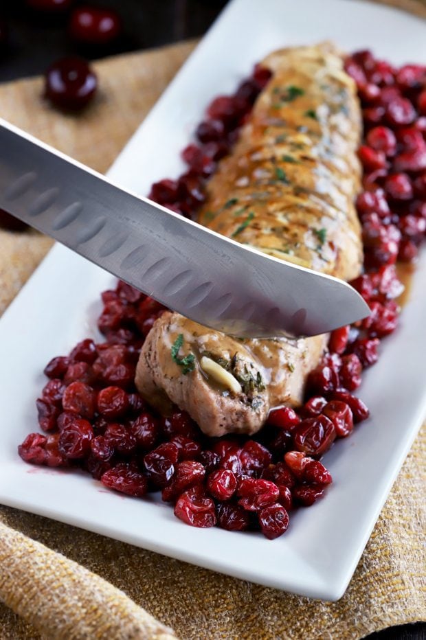 Roasted Garlic Pork Tenderloin with Cranberries