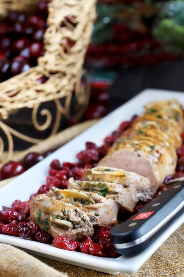 Roasted Garlic Pork Tenderloin with Cranberries