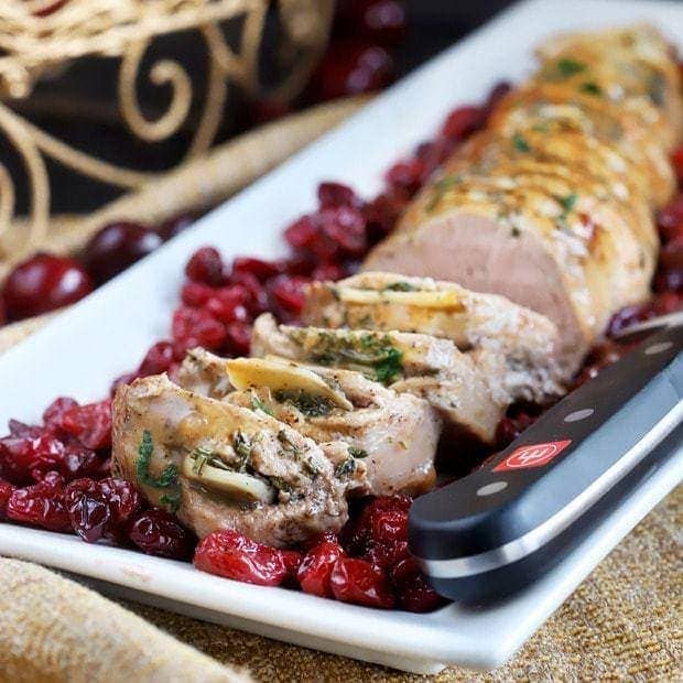 Roasted Garlic Pork Tenderloin with Cranberries