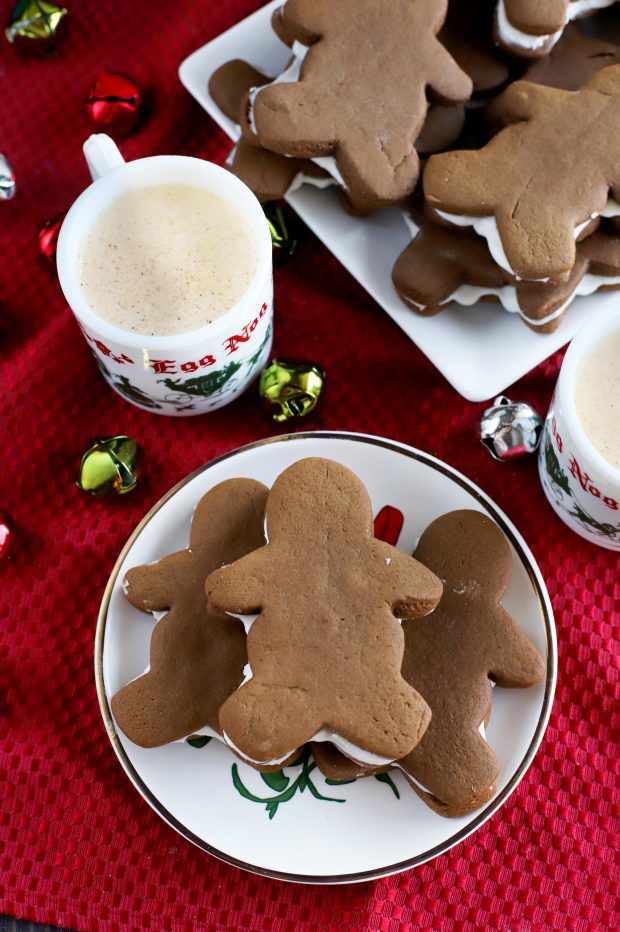 Soft Chewy Gingerbread Cookies with Eggnog Filling