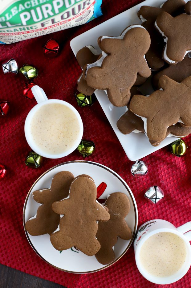 Soft Chewy Gingerbread Cookies with Eggnog Filling